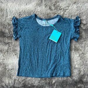 Posh peanut kids denim collection ruffled sleeve t shirt